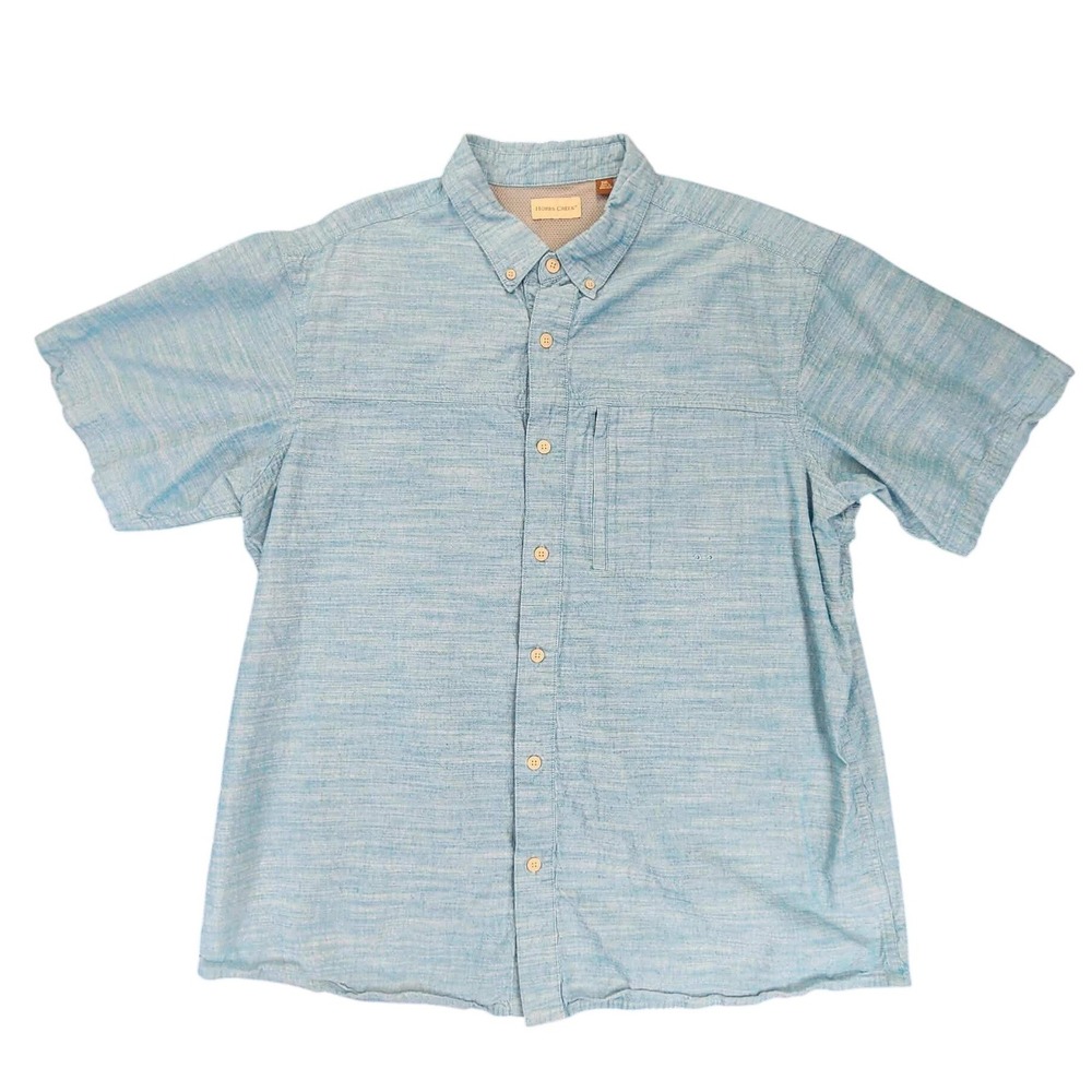 Hobbs Creek 2XL Blue Short Sleeve Fishing Shirt Vented Back Cotton Outdoor Hike